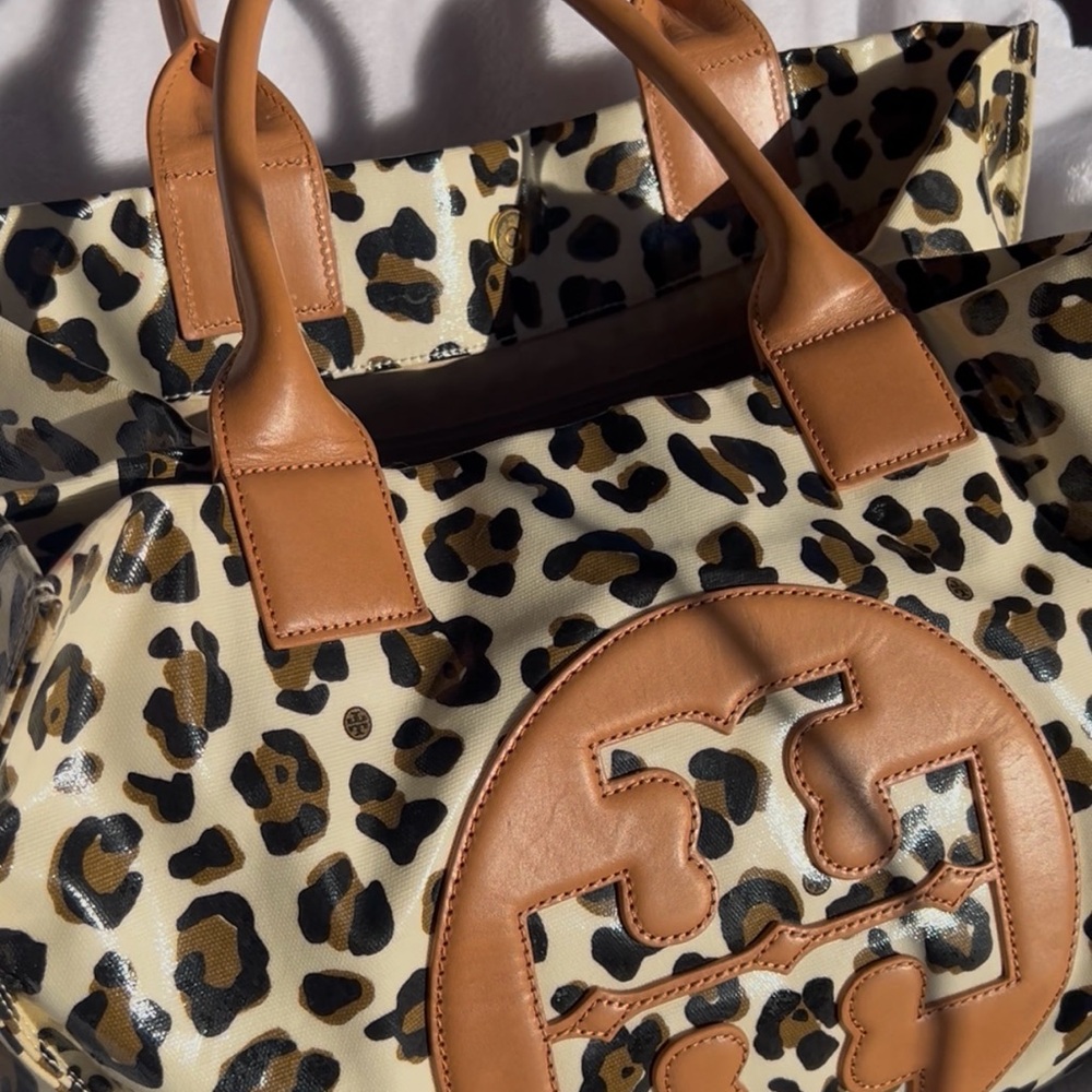 Tory Burch Brown and Cream Leopard Print Tote